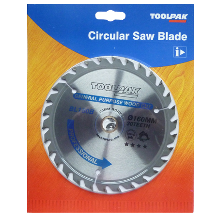 TCT Circular Saw Blade 160mm x 20mm x 30T Professional Toolpak 